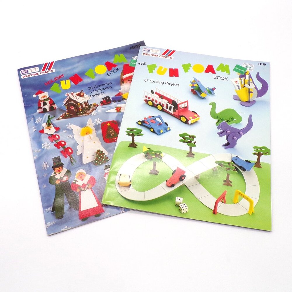The Fun Foam Book Lot of 2 Holiday Christmas Halloween Projects Patterns Crafts
